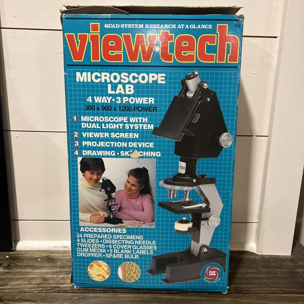 VTG 1990's Viewteck Microscope Lab 4 Way 3 Power